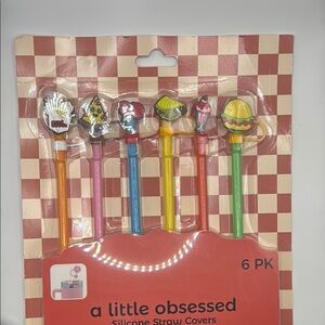 A Little Obsessed Silicone Straw Covers Set